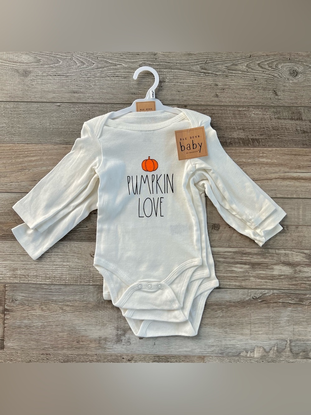 NWT Rae Dunn Pumpkin Fall Onesies 3-Pack Size 6/9 Months
